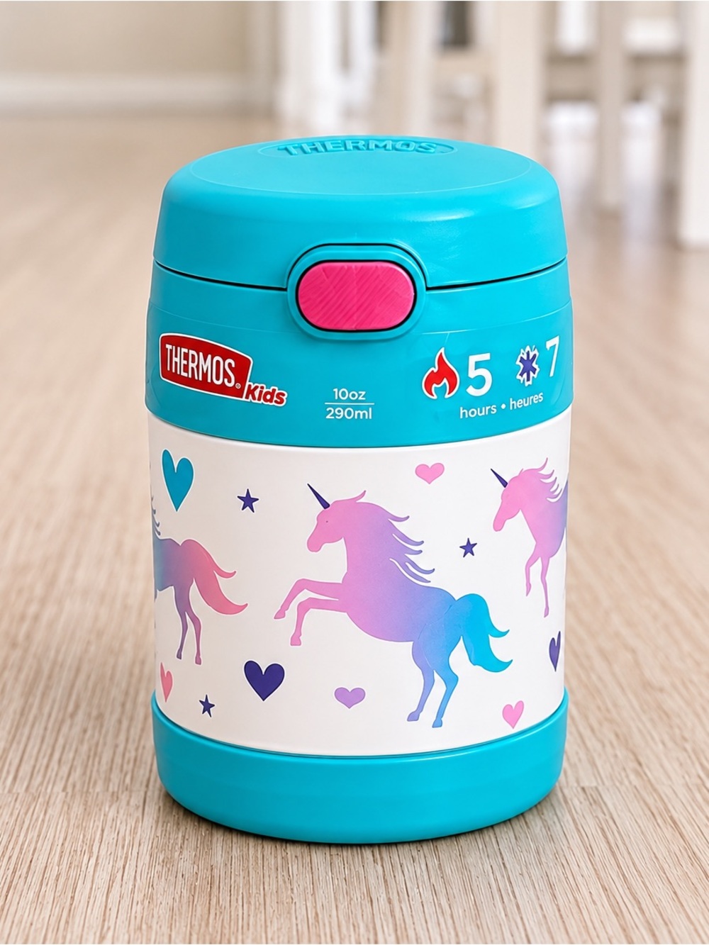 Thermos Funtainer Kids Unicorn Food Jar 10 oz Turquoise Pink